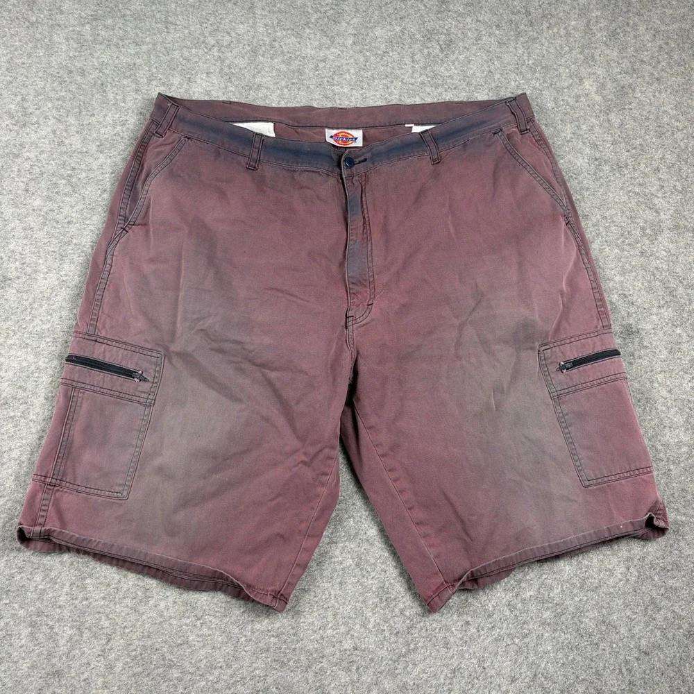 Dickies Cargo Shorts Mens 44 Sun Faded Maroon Y2K Workwear‎ Utility Distressed